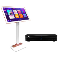 eVideo/视易 D66 主机内置3TB硬盘+19.5吋触摸屏白色落地架 安卓系统KTV点歌机触摸屏家庭卡拉OK点唱机