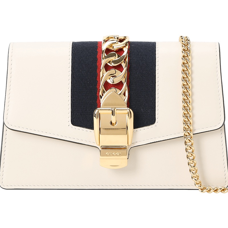 GUCCI 古驰 SYLVIE 女士单肩包 链条包超迷你 锁头粒纹皮494646金扣