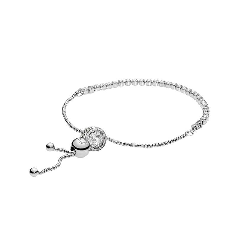 PANDORA潘多拉 925银手链 白色猫眼石 简约时尚串珠挂件成品套装