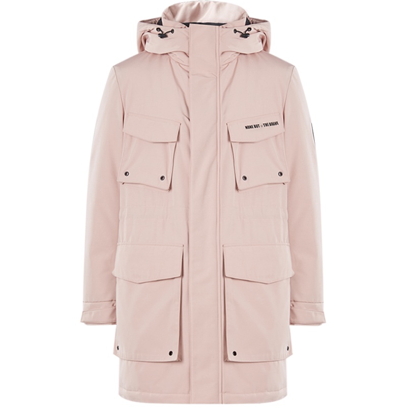 美特斯邦威男连帽工装中长款羽绒服