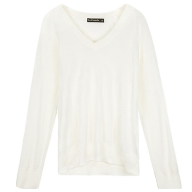 拉夏贝尔冬装款毛衣套头针织衫修身外套V领毛针织衫10022278