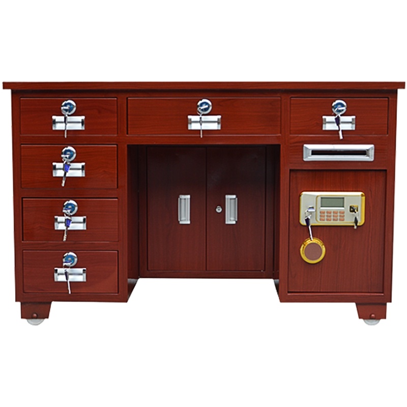 创世人 办公家具全钢保险桌带保险柜办公一体投币收银商用财务桌子指纹密码老板桌1200*650*800mm