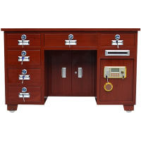 创世人 办公家具全钢保险桌带保险柜办公一体投币收银商用财务桌子指纹密码老板桌1200*650*800mm