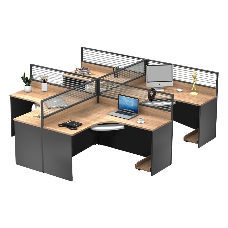 震海办公家具干字型四人位办公桌组合屏风工位电脑桌现代简约双人位员工桌4人位职员工作位6人位办公室桌子员工办公桌