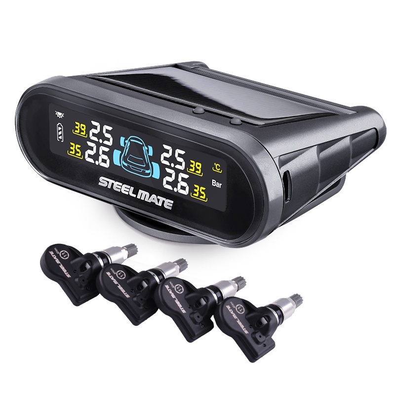 铁将军彩屏胎压监测太阳能无线汽车TPMS多功能内置胎压监测器磨砂黑