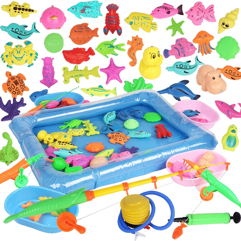 [44件套]方形水池儿童益智磁性钓鱼玩具池套装