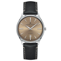 汉米尔顿(Hamilton)瑞士手表 Jazzmaster 纤薄系列自动机械男士手表 青铜色皮表带 H38525721