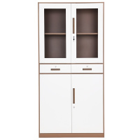 迪欧 DIOUS 资料柜 储物柜 文件柜 凭证柜 档案柜 财务柜 钢制铁皮柜 咖白色 带锁 中二斗柜