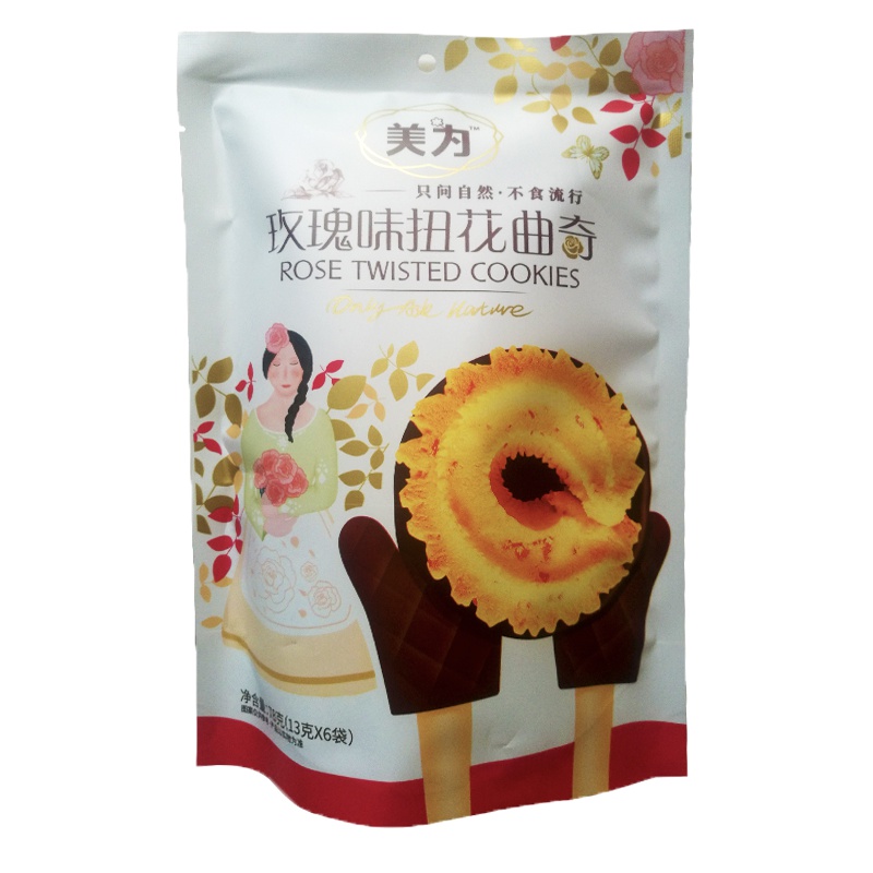 美为玫瑰味扭花曲奇饼干78g