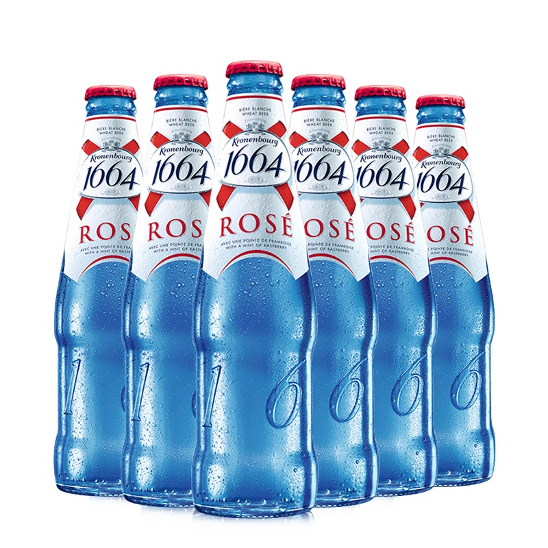 Kronenbourg1664桃红啤酒法国果味小麦啤330ml*6瓶装
