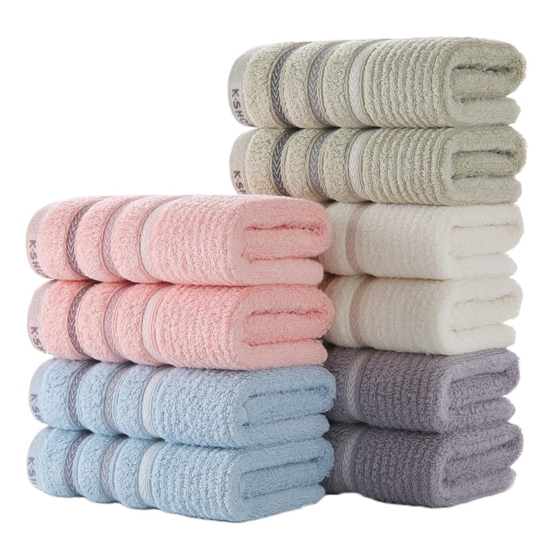 金号 纯棉A类加厚毛巾 10条装新疆棉毛巾 条纹提缎柔软吸水洗脸家庭装面巾 100g/条 70*34cm