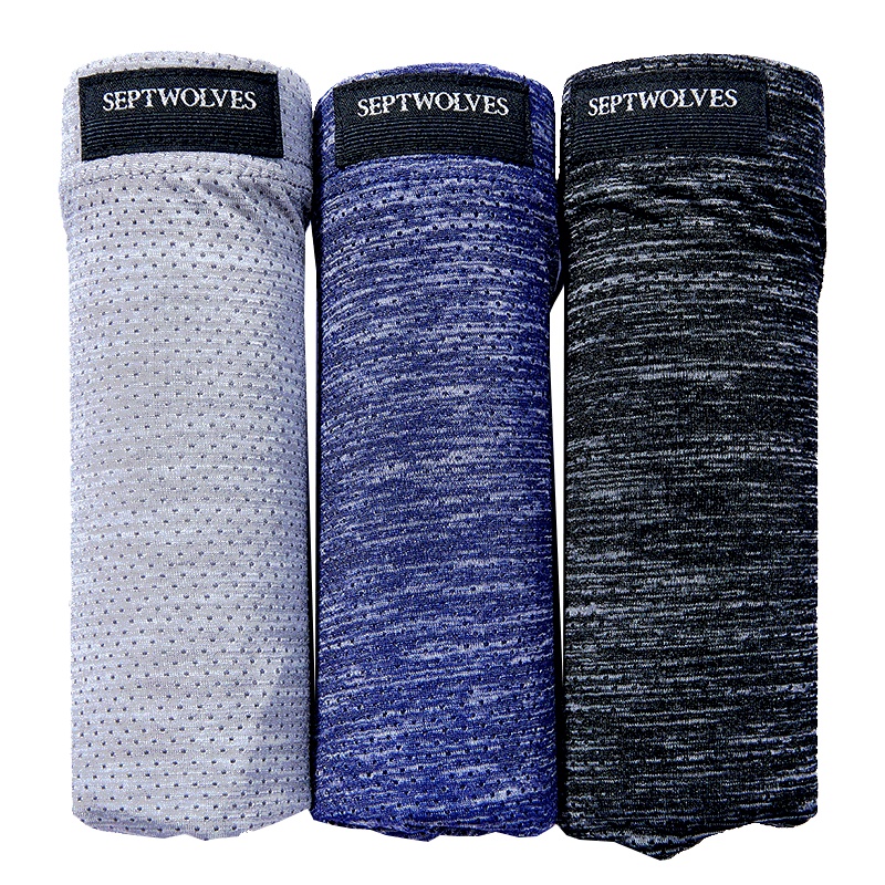 七匹狼3条装男式短裤舒适透气平角裤时尚男士内裤