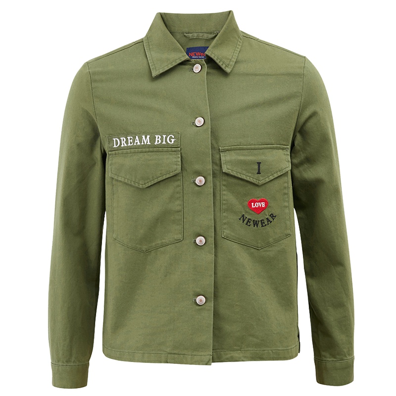 美特斯邦威春秋季女休闲军装梭织外套女款短外套大口袋夹克