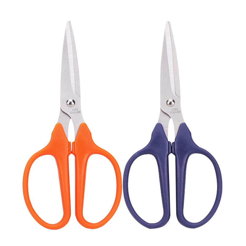 得力(deli)6026 173mm大号剪刀5把装办公用剪子不锈钢学生用手工剪纸刀大中小号家用剪刀颜色随机