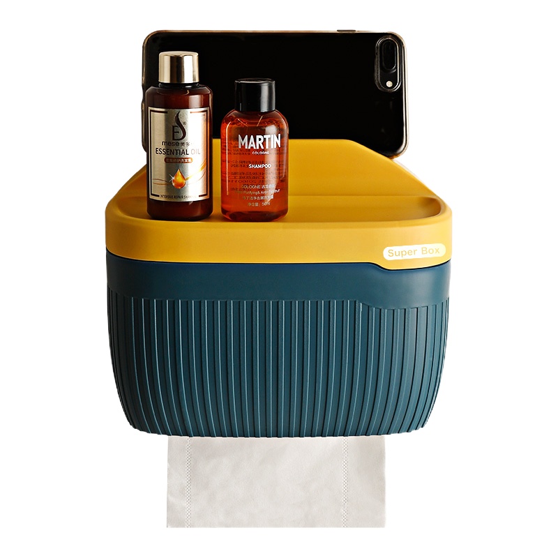 卫生间卷纸厕纸抽纸卫生纸纸巾盒纳丽雅厕所置物架洗手间浴室 免打孔 睿智蓝大号[适用所有纸巾]