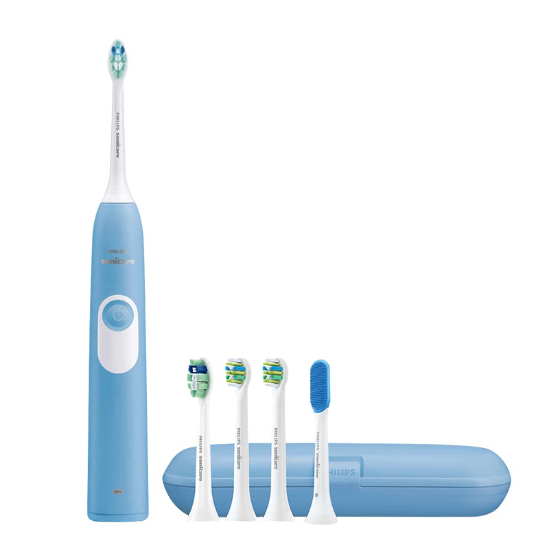 飞利浦(Philips)电动牙刷HX6275/63奔放蓝 充电式31000次/分钟声波震动式牙刷 正畸护理 自带5支刷头