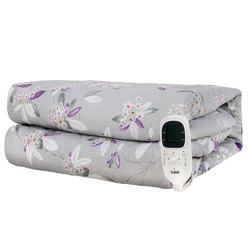 彩虹(RAINBOW)电热毯双人电褥子(2.0*1.8米)双温双控定时 双面棉质微电脑数显控温安全保护花色随机 W19E
