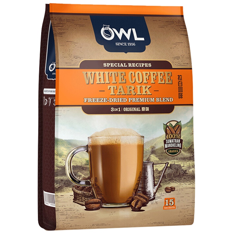 [经典白咖啡]猫头鹰(OWL ) 三合一拉白咖啡原味 540g 马来西亚进口 进口咖啡 速溶咖啡 冲调饮品