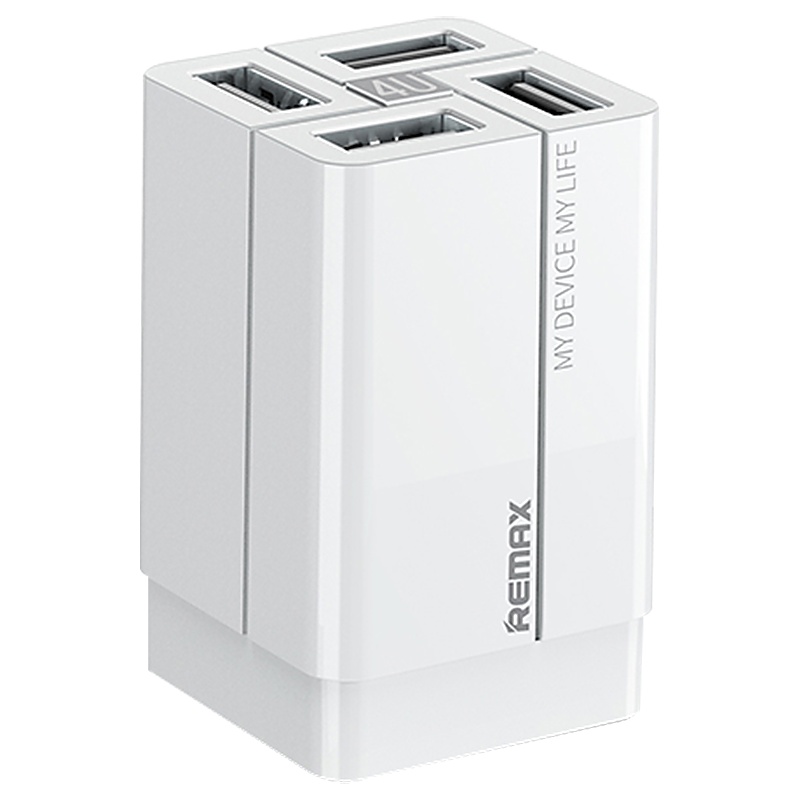 REMAX万福3.4A 4USB多功能充电头 直充电源充电器折叠插头4U适配器 白色