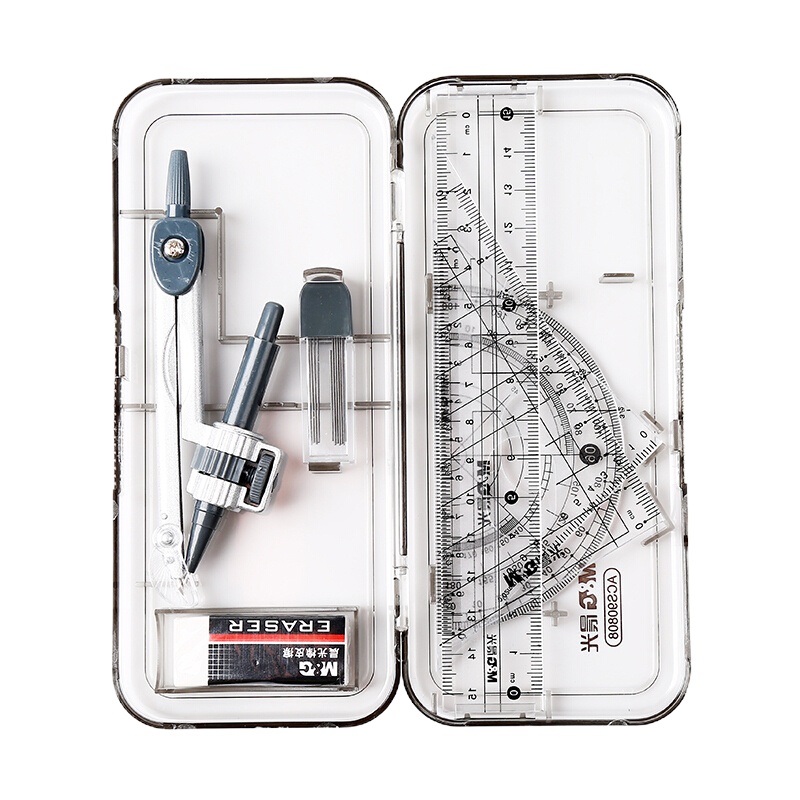 晨光(M&G)圆规 几何绘图7件套装圆规90808 学生套尺三角板 考试学生用圆规 多功能小清新绘图工具套装 单套装