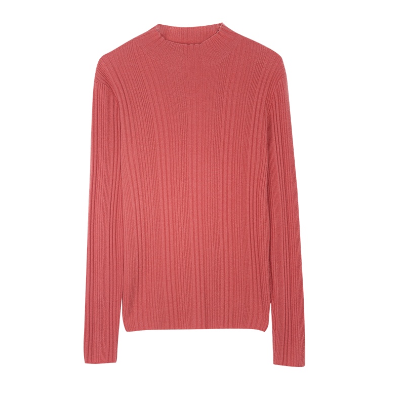 金菊秋冬新款毛衣保暖纯色半高圆领羊毛衫女