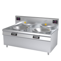 乐创(lecon)商用电磁双头大锅灶 锅径1000 25KW*2大功率酒店饭堂企业炒灶 380V LC-J-A90D2