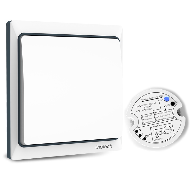 领普科技(Linptech)智能无线遥控开关K4S 220V家用灯具自发电防水开关 单开单控双开双控三开双控开关