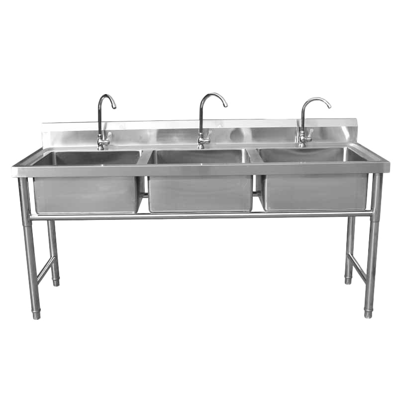 王室 [规格: 1800*700*800 单位:mm ]不锈钢三槽水槽厨房洗菜盆洗手池304酒店商用不锈钢水池