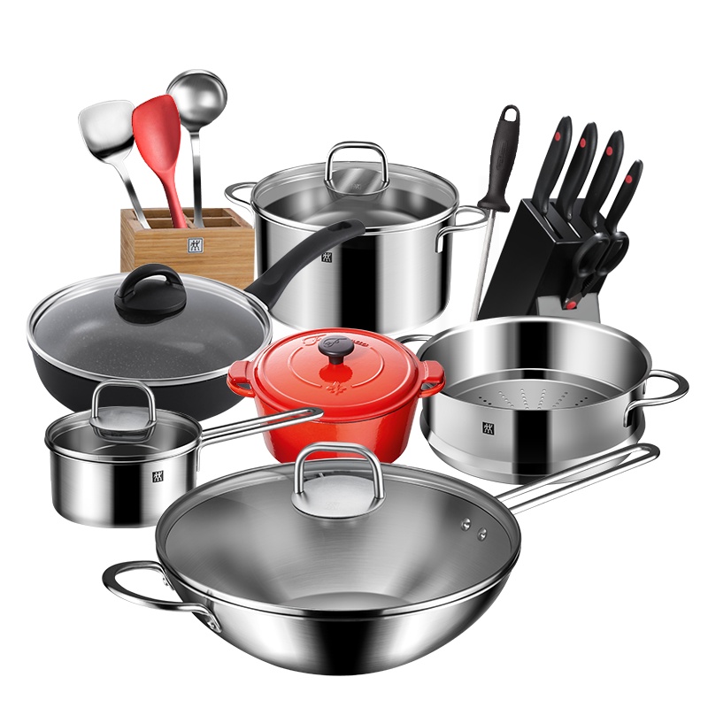 双立人(ZWILLING)NovaIII30cm全套厨房锅具套装煎锅奶锅铸铁锅汤锅刀具炊具不锈钢组合