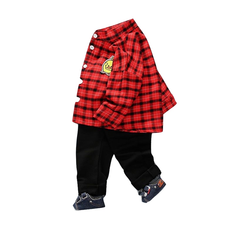 莎丞儿童男童装春秋装2020新款1宝宝8岁中小童衬衫长袖单件两件套装潮