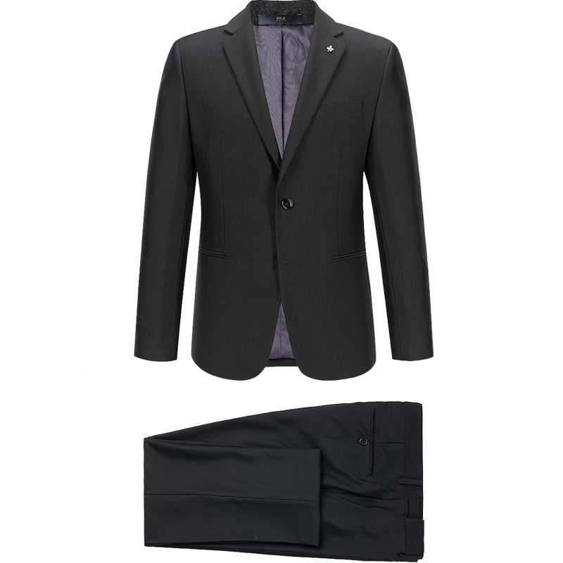 HLA海澜之家经典平驳领商务西服套装2019秋季简约净色套西男HTXAD3R057A