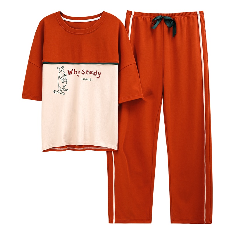 北极绒(Bejirog)新款新品睡衣女夏季薄款短袖纯棉两件套装舒适家居服