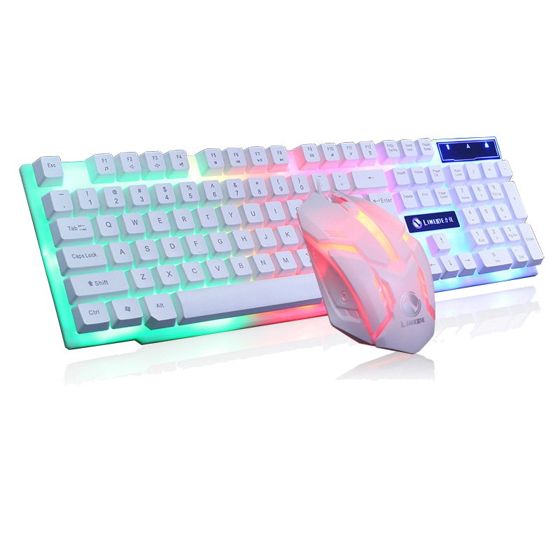 LIMEIDE GTX300 游戏键盘鼠标有线套装背光USB接口键鼠套装 电脑台式吃鸡游戏机械手感键盘鼠标（白色）