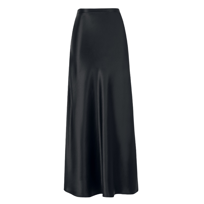 晚白2020夏季新品时尚休闲百搭简约纯色高腰通勤长裙A字半身裙女