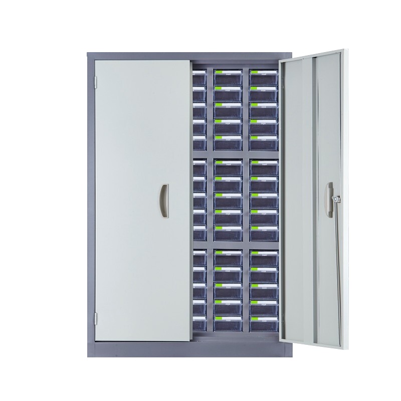 震海 75抽带门防静电零件柜黑色小号抽屉五金配件收纳柜零配件收纳柜螺丝元件盒样品物料柜零件柜