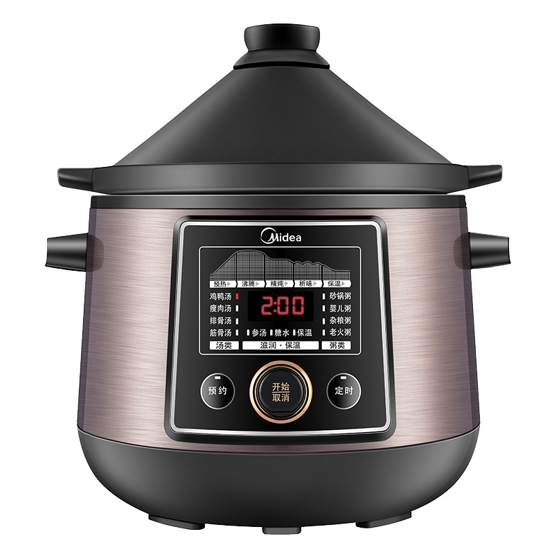 美的4L大容量电炖锅 预约定时 多功能 煮粥炖肉煲汤MD-TGS40F饭锅 单胆 3-4L 预约功能 (台)