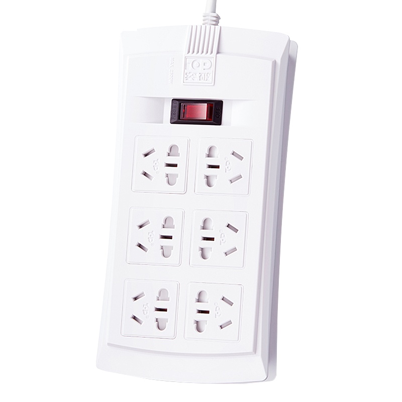 突破（TOP）D1K62(3m)六位插孔全长3米新国标带儿童保护门总控开关插座D系列拖线板/插座/插线板/排插接线板白色