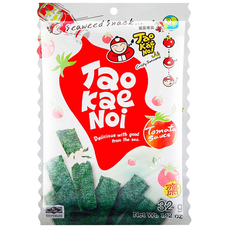 [番茄酱味]小老板(TAO KAE NOI)老板仔海苔脆紫菜番茄酱味 32g/袋 进口休闲零食 儿童零食 泰国进口