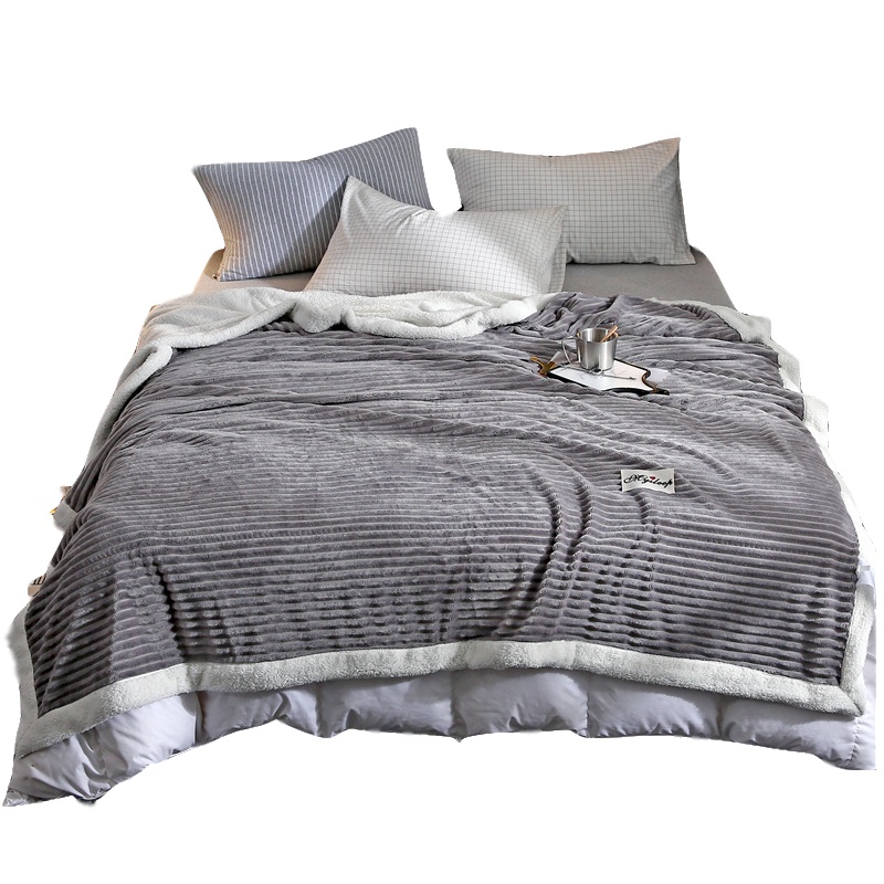 唛乐斯Mallas北欧简约风格居家办公用保暖多用毛毯子 魔法绒羊羔绒复合防静电多功能四季毛毯