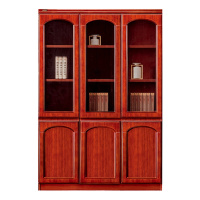 鸿业盛大FSH-C611 三门书柜 办公室油漆实木皮书柜 1350L*420W*2000H