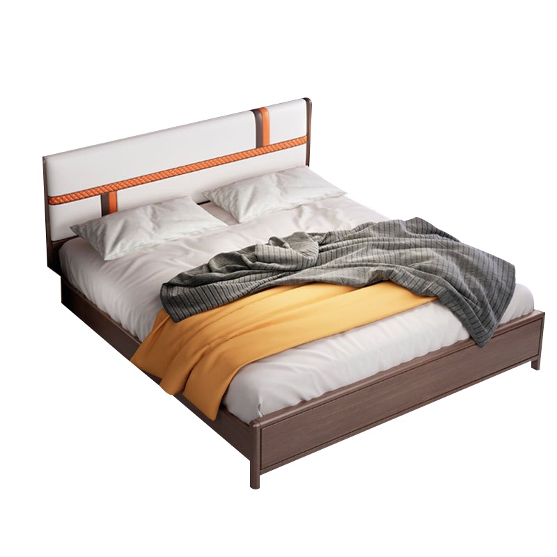 欧宝美 北欧实木板床小户型软靠轻奢床高端主卧大床铺