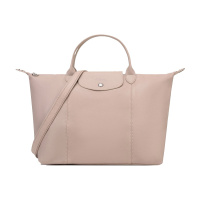 珑骧 LONGCHAMP 女士LE PLIAGE CUIR系列灰色皮质手提单肩包中号饺子包L1515 737 D92