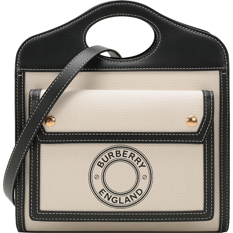 BURBERRY 博柏利 女款 织物配皮迷你手提单肩斜挎包口袋包 80280581