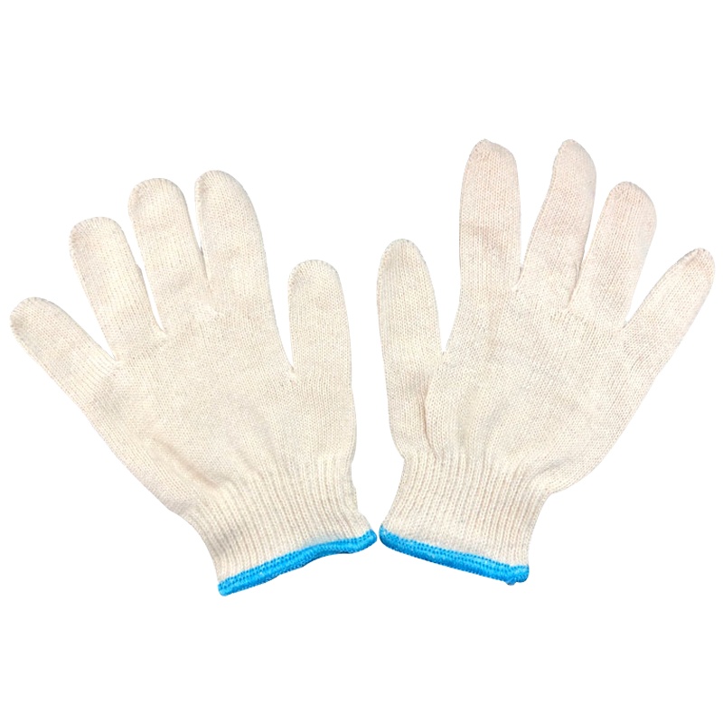 冰禹 SNll-106 劳保手套 棉纱棉线 尼龙耐磨 防护线手套 防滑加厚耐用 出口一等棉600克(奶黄色) 12双装