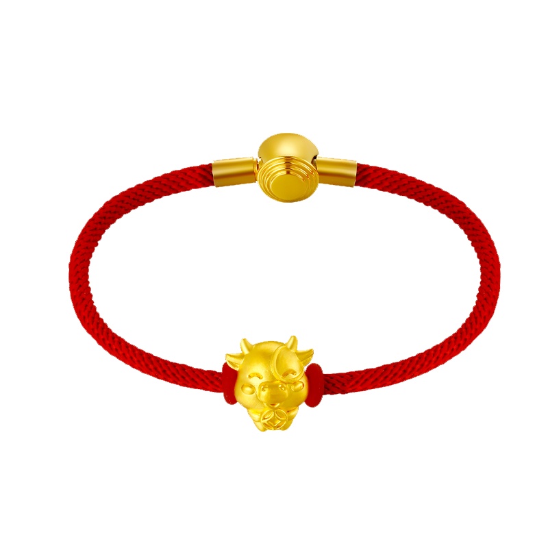 周贝贝珠宝 牛运亨通 黄金3D硬金可爱牛宝宝手链足金手串 ZHJS0007