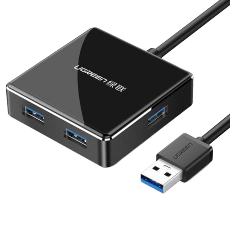 USB3.0分线器 绿联高速4口HUB扩展坞集线器 黑色 1米