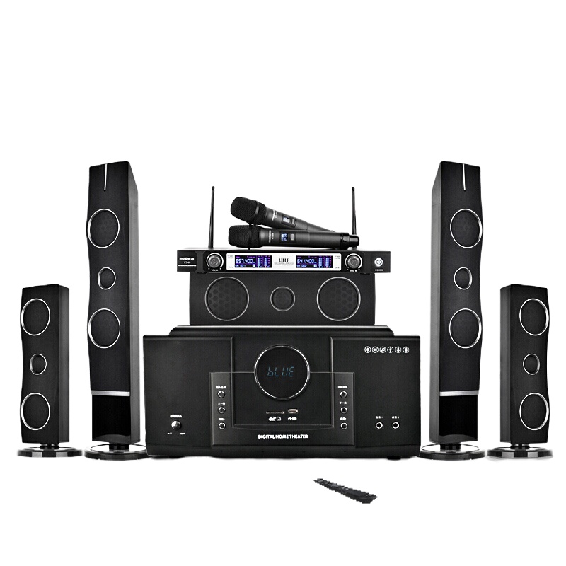 现代 HYUNDAI 家庭影院音响组合KTV套装 模拟5.1音响设备客厅电视家用壁挂落地音箱H-3家影+麦克风VT09