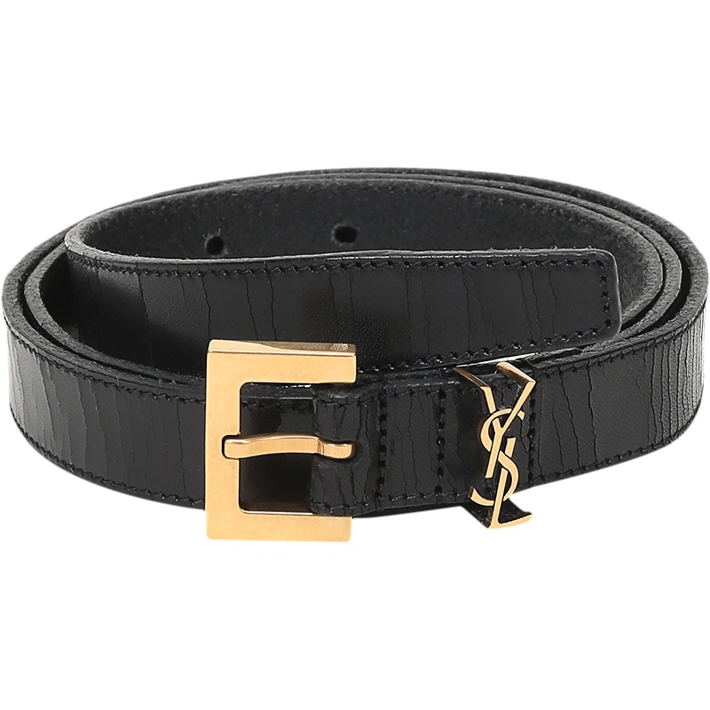 SAINT LAURENT 圣罗兰 女士裂纹皮革针扣式皮带腰带 554465 0KT0W