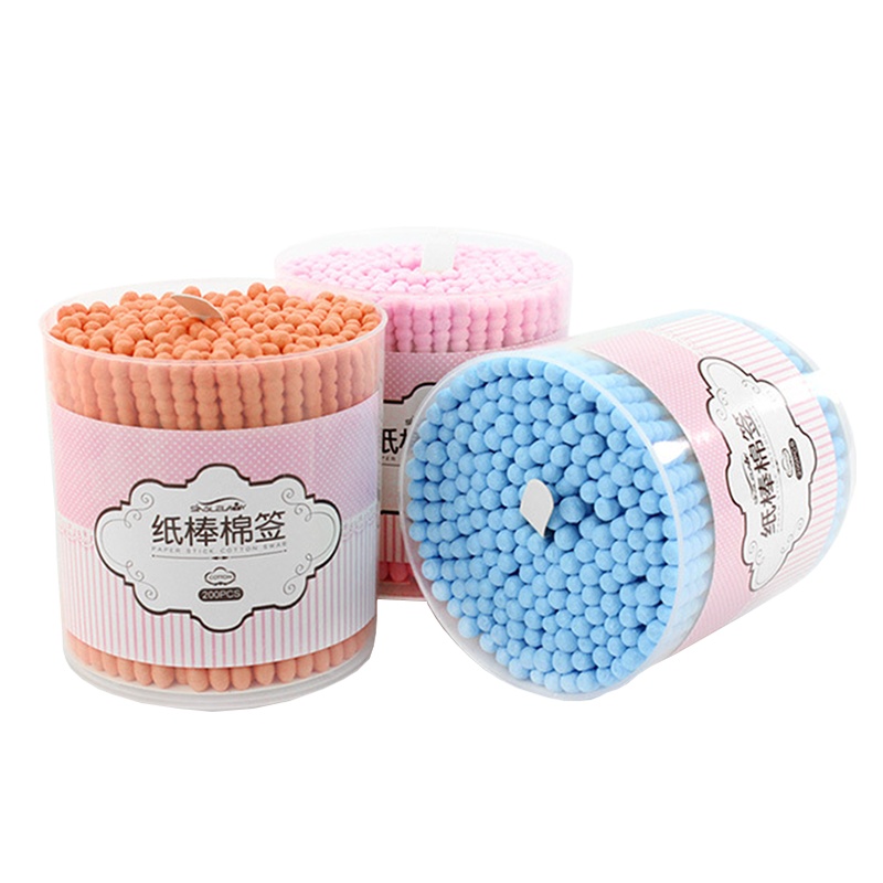 尚官(SingleLady)双头化妆棉签200支盒装桃形白色 美容化妆卸妆棉棒纸棒棉签脱脂棉花棒清洁护理