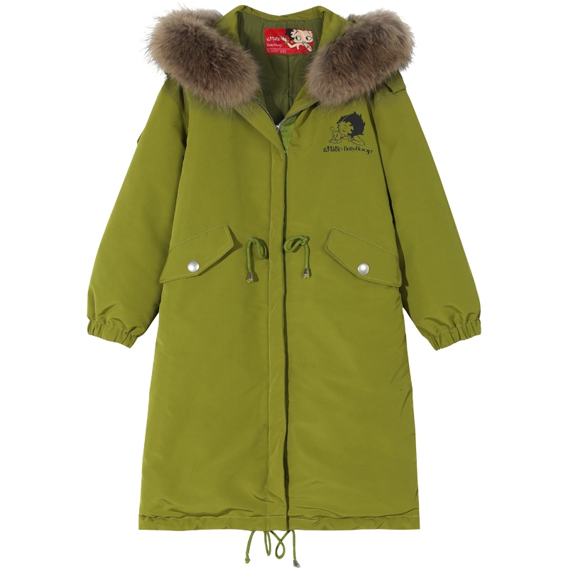 【贝蒂联名】妖精的口袋连帽羽绒服2019秋新款过膝印花外套女